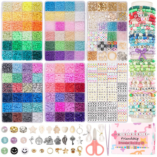Mio Angle Bracelet Making Kit 6 Box 9000PCS Clay Beads 5000PCS Glass Seed Beads Jewelry Making Kit Letter Beads Charms Pearl EADS Friendship Bracelet Making Kit