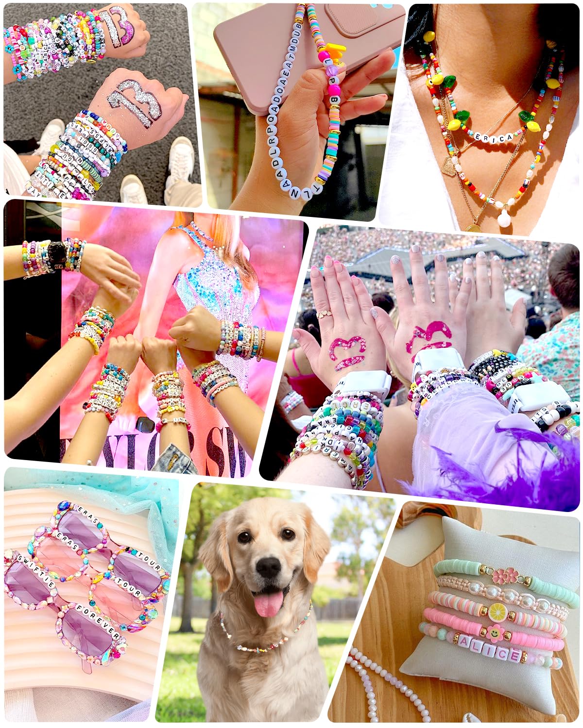 Mio Angle Letter Beads 28 Styles Friendship Bracelets Assorted Alphabet Beads Preppy Beads Jewelry Making Kit with Beads Case for Teen Girl Gifts Ages 6 7 8 9 10 11 12 (Black Letter White Beads)