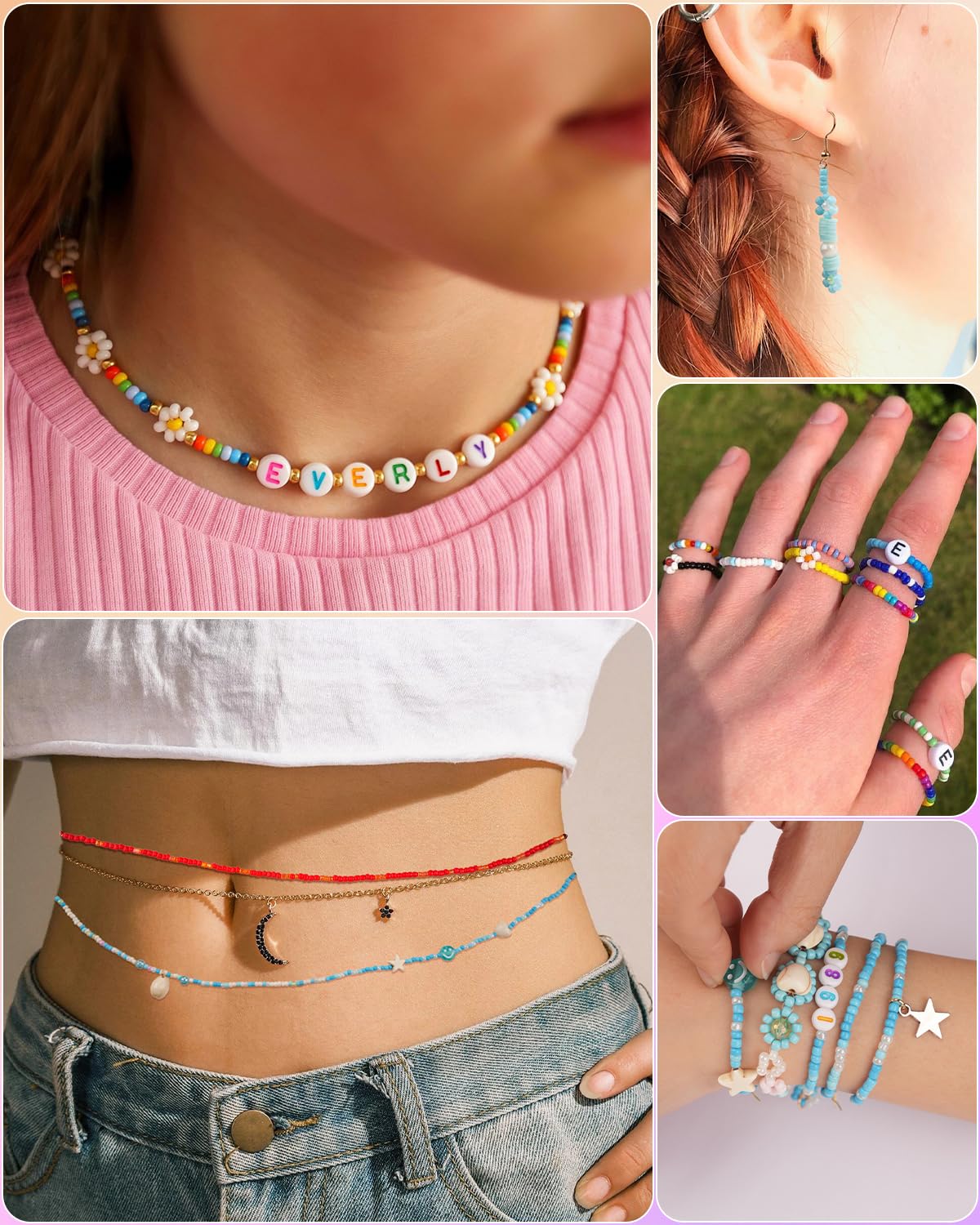 Mio Angle Bracelet Making Kit 6 Box 9000PCS Clay Beads 5000PCS Glass Seed Beads Jewelry Making Kit Letter Beads Charms Pearl EADS Friendship Bracelet Making Kit
