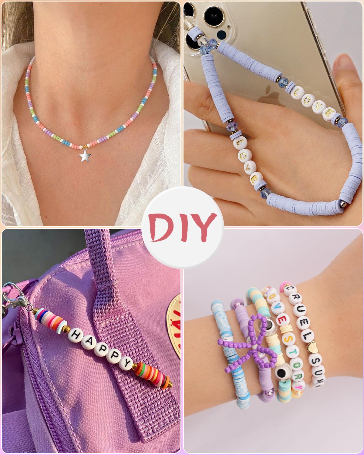 Mio Angle Bracelet Making Kit 6 Box 9000PCS Clay Beads 5000PCS Glass Seed Beads Jewelry Making Kit Letter Beads Charms Pearl EADS Friendship Bracelet Making Kit